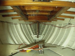 Underside of foredeck showing moisture & rot