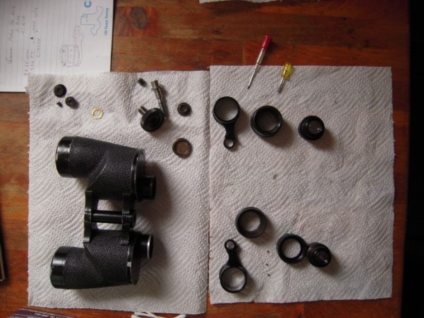 The 7 x 35's taken apart.